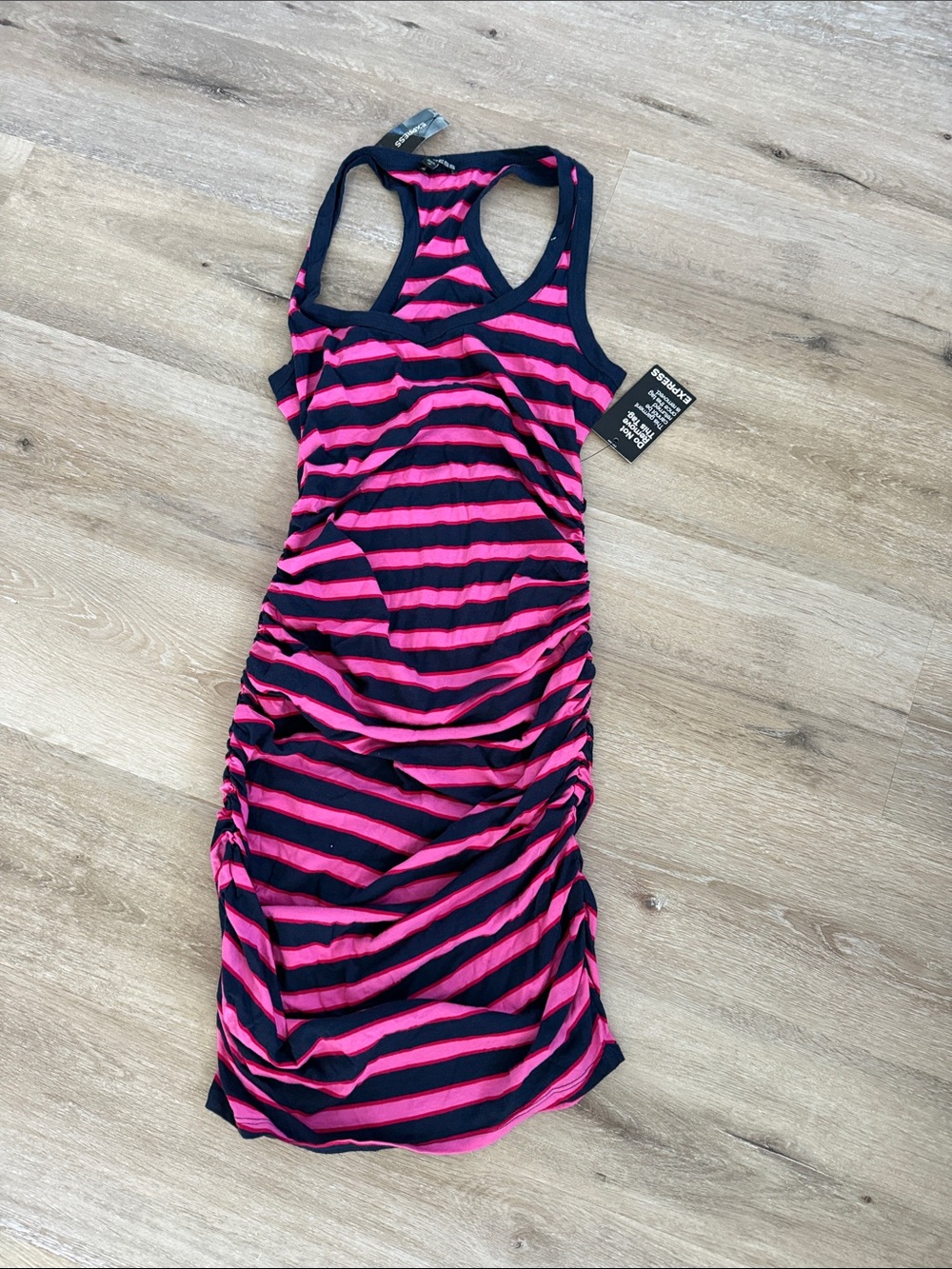 Express Pink and Navy Striped Racerback Dress